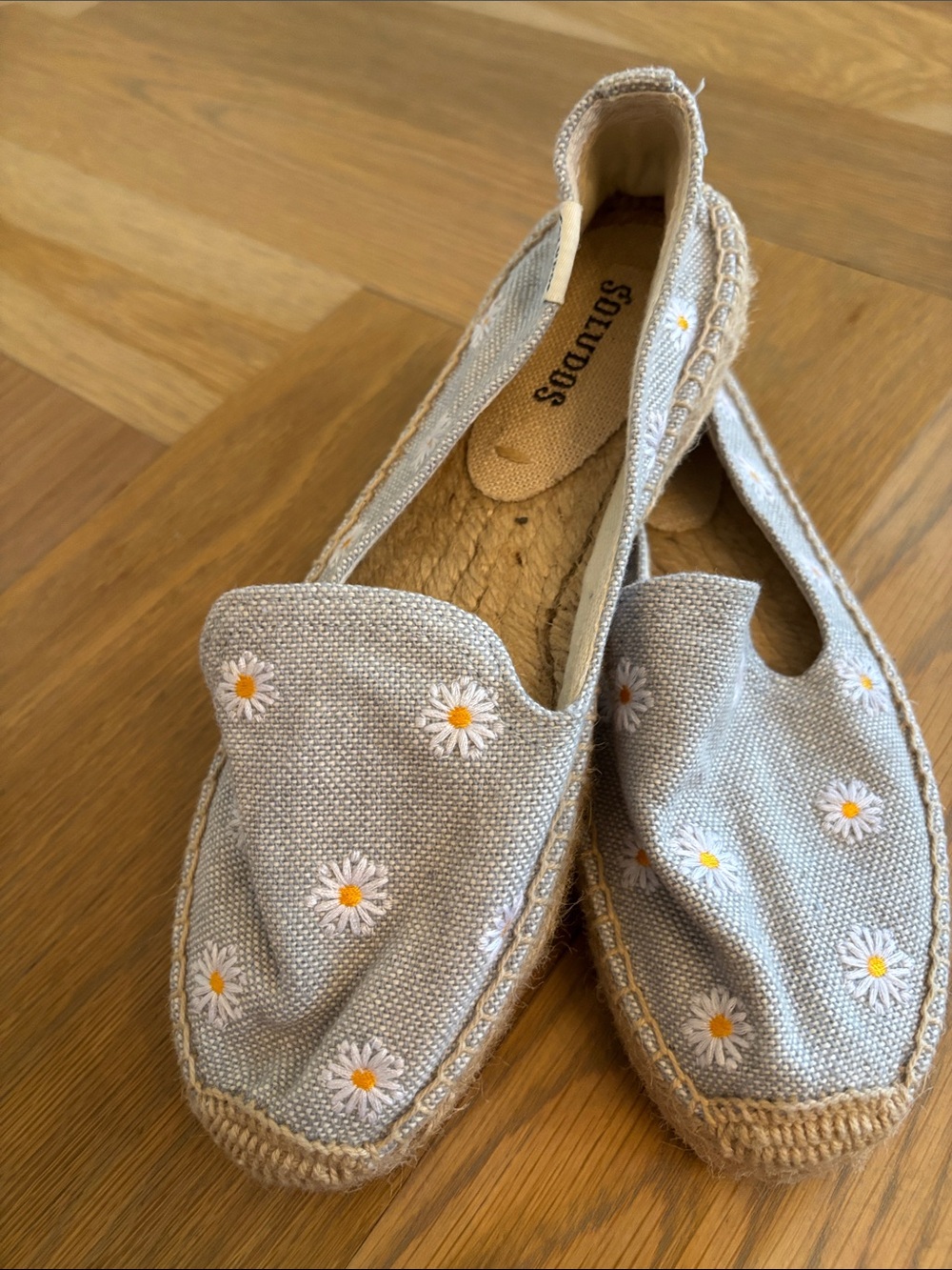 Soludos Gray Canvas Daisy Espadrilles